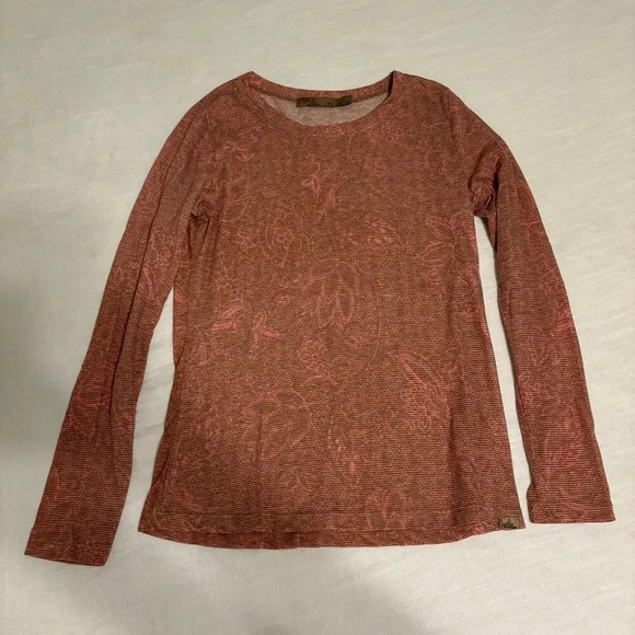Prana long sleeve orange floral pattern top XS - Picture 1 of 6